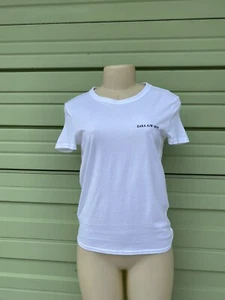 White T-SHIRT EMBROIDERED PRINT ZARA Uniform Short Sleeve cotton XXS O3677 - Picture 1 of 6