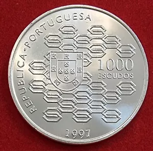 1000 ESCUDO PORTUGAL 1997 SILVER COIN - Picture 1 of 2