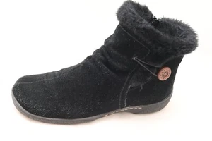 BareTraps Laurel Ankle Boots Women's 8M Black Leather Faux Fur Lined Zip Bootie - Picture 1 of 11