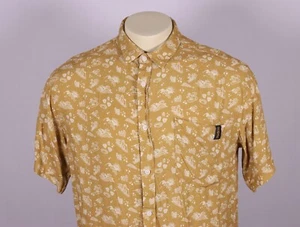 IKON PASS Men’s Large Rayon Camp Shirt -Skiing Snowboarding Snow Tan/White - Picture 1 of 11