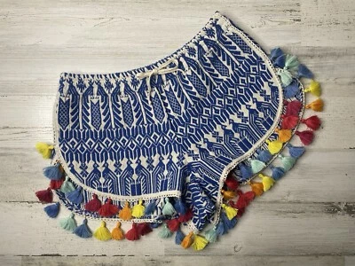 Женские цветные вышитые племенные шорты с кисточками Judith March размер M б/у в отличном состоянии - Изображение 1 из 4