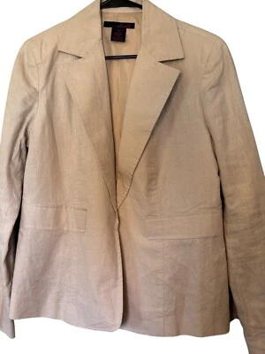Linen Blazer Willi Smith Size 10 Jacket Women's  Single Snap Button Closure - Image 1 of 4