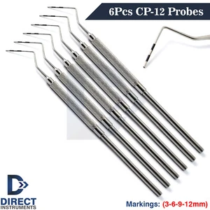 6 Pieces Dental Probes CP12 Black Color Markings Exploration Gingival Pockets CE - Picture 1 of 4