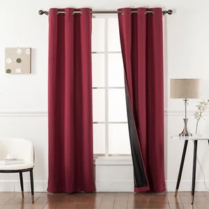 Burgundy 100% Blackout Window Curtains - Black Back & Grommets - 4 SIZES!!! - Picture 1 of 6