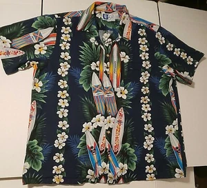 RJC Hawaiian Shirt Button Up Surfboard Theme Mens XL Made In Hawaii - Picture 1 of 8