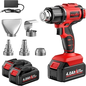 Cordless Heat Gun with 2 X 4.0Ah Batteries, 5 Nozzles Hot Air Gun Kit Portable, - Picture 1 of 7