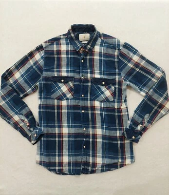 Camisa Zara Hombre Denim Collection Calce Ajustado Cuadros Abotonada Grande Perla Azul a Presión Foto 1 de 4