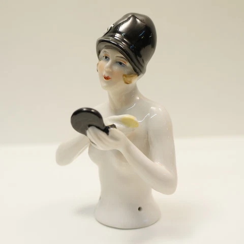 Art Deco Style Half doll Figurine Charleston Sexy Half Doll Pincushion Arms Away Cover