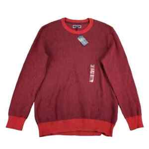 Club Room Men's Two-Tone Crewneck Sweater Red   medium cotton long sleeve