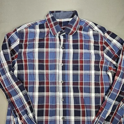 Camisa de vestir Tasso Elba regular fit a cuadros para hombre talla mediana 15-15 1/2 abotonada Foto 1 de 4