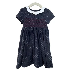 SIGUIENTE UK Vestido Lunares Calado Niñas 4-5 4T 5T Gris Cuello Festoneado Calado - Imagen 1 de 6