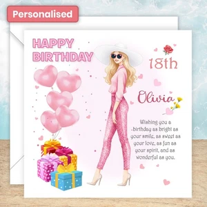 Personalised HAPPY BIRTHDAY CARD Girl Friend Daughter Granddaughter Sister Gifts - Picture 1 of 13