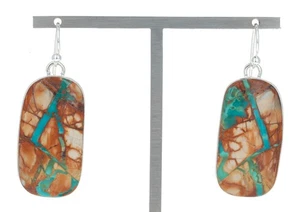 Natural Royston Ribbon Turquoise Earrings By Navajo Artist Angela Martin - Picture 1 of 2