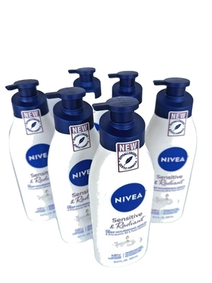 6 PK Nivea Sensitive & Radiant Body Lotion Unscented 16.9 fl oz Pro Vitamin B5 - Image 1 of 4