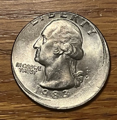 1983 Washington quarter, off Center -Mint Error , Brilliant uncirculated , scarc - Image 1 of 4