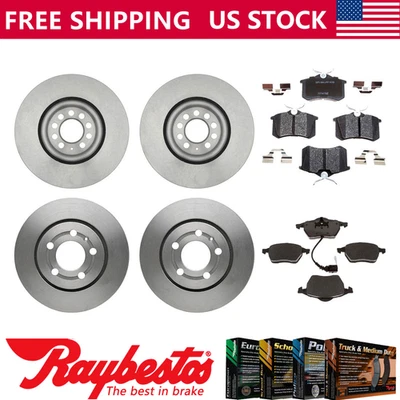 Rotores de freno delanteros traseros y pastillas de freno metálicas Raybestos para Volkswagen Golf 2003 Foto 1 de 4