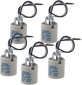 5 Stück Keramik Standard Medimun Schraubsockel Fassung E26 E27 Lampenhalter mit Draht f - Bild 1 von 12