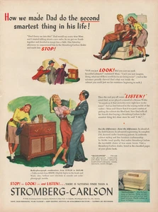 1948 Stromberg-Carlson Console Radio Dad Second Smartest Vintage Print Ad - Picture 1 of 1