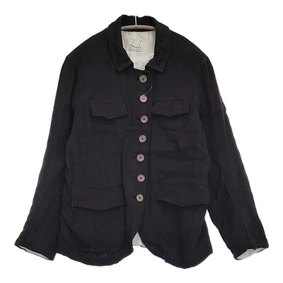 daska Herringbone wood button linen size 11 Jacket black 5-1018M♪ - Image 1 of 4
