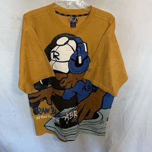 Raw Blue ABR Men’s Spell Out T Shirt Size XL Yellow Graphic Streetwear Casual - Picture 1 of 12