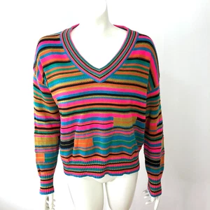 Lisa Todd Medium Cotton Cashmere Blend V-Neck Pullover Sweater Multicolor MINT - Picture 1 of 12