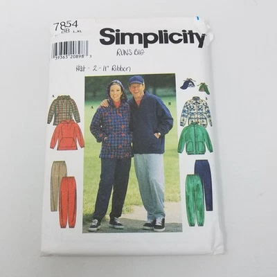 Simplicity Sewing Pattern 7854 Unisex Hoodie Jacket Sweatshirt Pants Mens Womens - Image 1 of 4