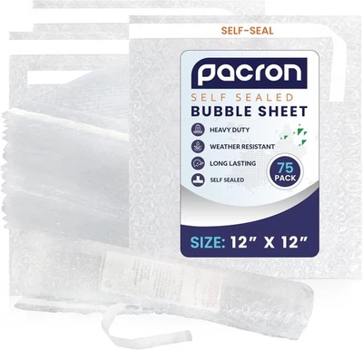 Bubble Sheets for Packing & Moving Supplies - 12"x12" Pre-Cut Cushioning Wrap - Image 1 of 4