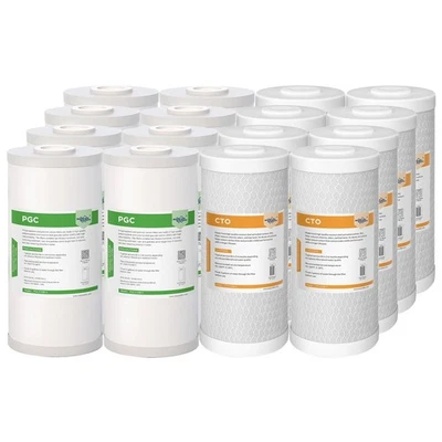 1-8 Pack 10x4.5" Whole House 5 Micron Sediment Coconut Carbon Block Water Filter - Image 1 of 4