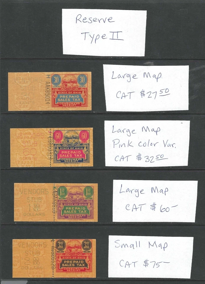 STATE OHIO SALES TAX PREPAID REVENUES w/ RECEIPT TYPE 2 RESERVE STUDY CAT $195 - Image 1 of 1