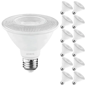 Luxrite 12-Pack PAR30 Short Neck LED Light Bulb 11W=75W 4000K 900LM Dimmable E26 - Picture 1 of 7