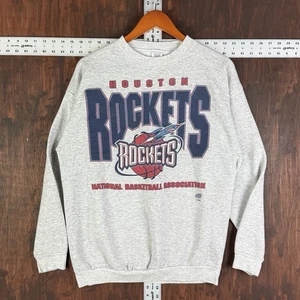 Houston Rockets NBA Logo 7 Crewneck Sweater Gray Men’s Medium Vintage 1990s USA - Picture 1 of 7