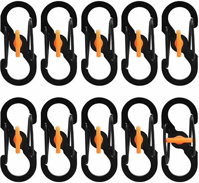 HOLESTO 12tlg Micro Lock S-Biner Mini Karabiner Karabinerhaken Doppelkarabiner Klein Neu