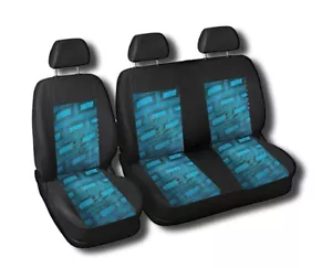 2 COPRI SEDILI NERO/BLU HYUNDAI H1 IVECO DAILY N ISAN INTERSTAR NV200 PRIMASTAR - Foto 1 di 3