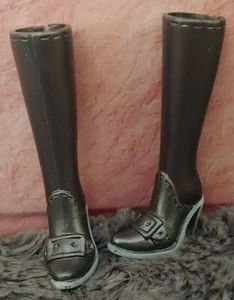 Barbie Pair Doll SHOES FEET Boots Accessories Girl Woman Black Tall Heels - Picture 1 of 1