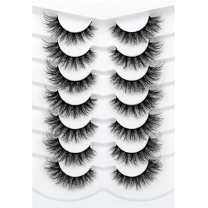 Cat Eye Look Fluffy False Eyelashes Thick Full Volume 16MM 7 Pairs Multipack - Picture 1 of 9