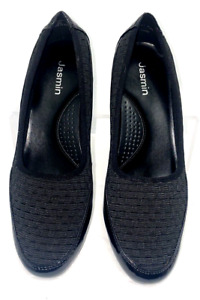 Jasmine FRIENDLY Women's Woven Wedge Slip-on Casual Shoes Size 7.5M Black B*O