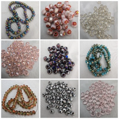 Faceted Glass Rondelle Beads, 8mm x 6mm, 6mm x 4mm Choose From 9 Different Beads - Image 1 of 4