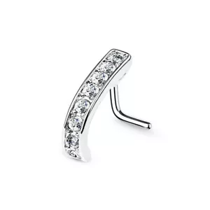 Nose Crawler Nose Stud 8 CZ Crystal 20g (0.8mm) L Bent Silver 316L Half Ring - Picture 1 of 12