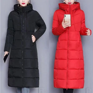 Women's Winter Warm Down Jacket Coat Hooded Overcoat Long Puffer Outwear NEW - Picture 1 of 18