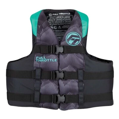 Chaleco salvavidas Full Throttle 112200-505-030-22 de nailon para adultos - S/M - Aqua/Negro Foto 1 de 2