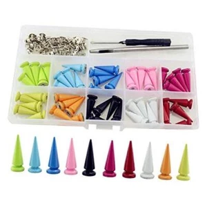 Multi-Color Punk Spikes and Studs for Clothing Screw-on Leather Rivets 10x26mm - Picture 1 of 7