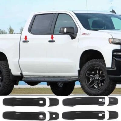 For Chevy Silverado 1500/GMC Sierra 1500 2020-2024 Gloss Black Door Handle Cover - Image 1 of 2