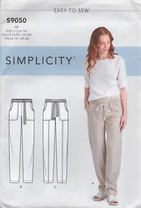Simplicity Sewing Pattern 9050 Trousers Pull-on with Pockets, Belts Size 6 to 14 - Picture 1 of 10