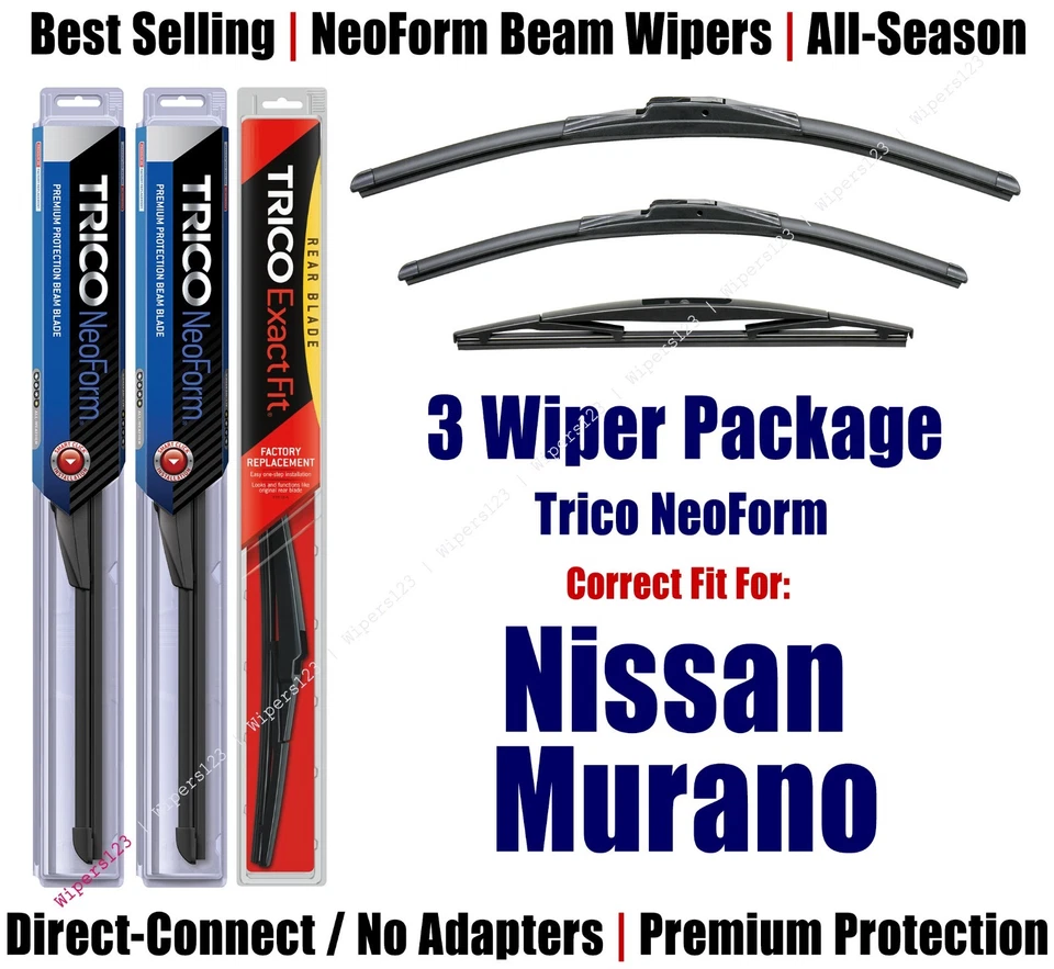 Paquete de 3 limpiaparabrisas delanteros y traseros NeoForm - aptos para Nissan Murano 2007 - 16260/180/14B Foto 1 de 1