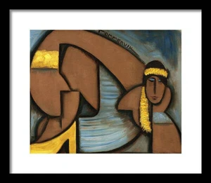 Modern Hawaii Framed Print Cubist Hula Girl Hawaiian Hotel Decor Abstract Woman - Picture 1 of 1