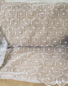 White Sheer Embroider Fabric 6 yards long X 43" wide - Picture 1 of 8
