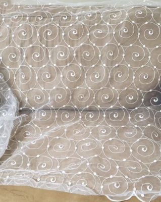 White Sheer Embroider Fabric    6 yards  long  X  43" wide - Image 1 of 4