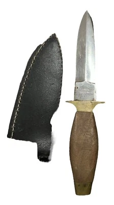 Cuchillo de bota de hoja fija de acero inoxidable vintage Pakistán funda de mango de latón y madera Foto 1 de 4
