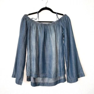 Bella Dahl blau Chambray Tencel Schulterfrei Top Größe Medium - Bild 1 von 7