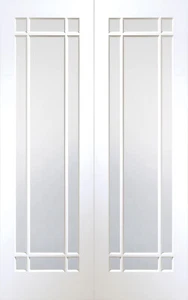 Cheshire Internal White Primed Rebated Door Pair with Clear Glass Product Code  - Picture 1 of 2